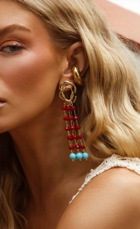 Brinco Gabriela Bordo Com Turquesa
