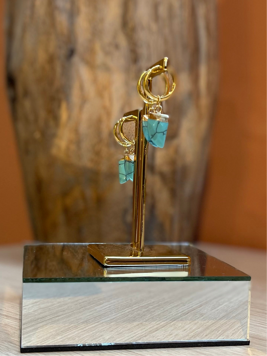 Brinco Argola Mini Dente Turquesa