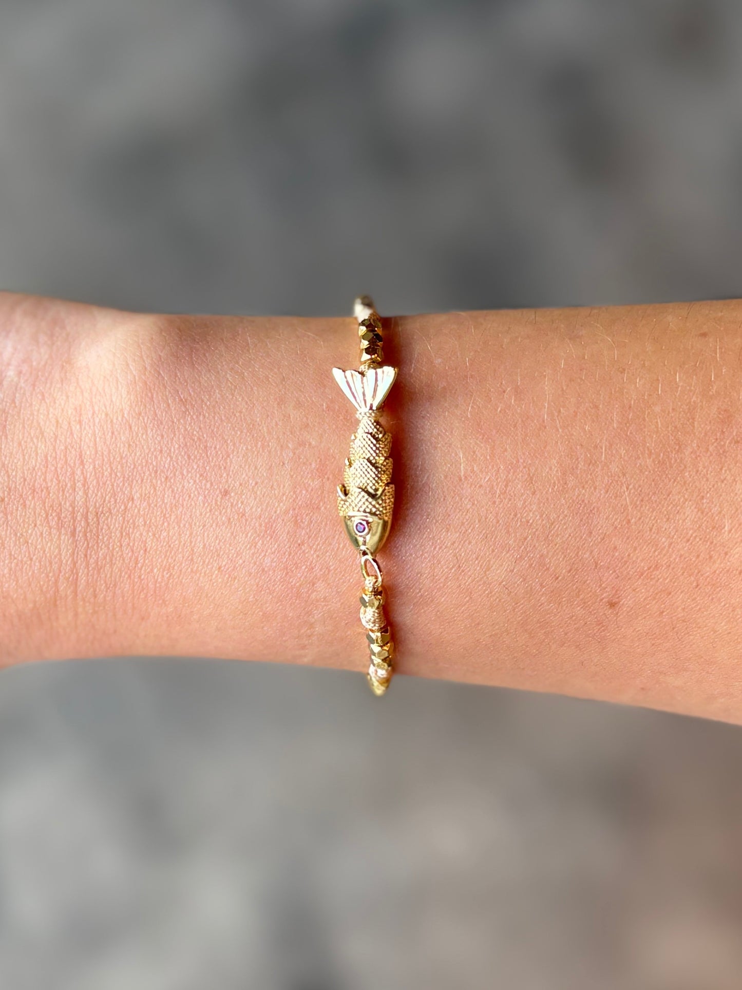 Pulseira La Isla Tecido Peixe Regulável Nude