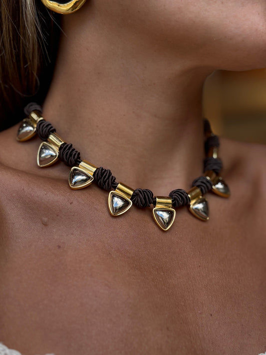 Colar Corda Trufa Com Triângulos