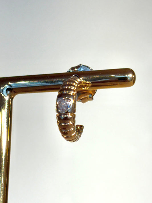 Brinco Argola Trama Pedra Heart Tam M