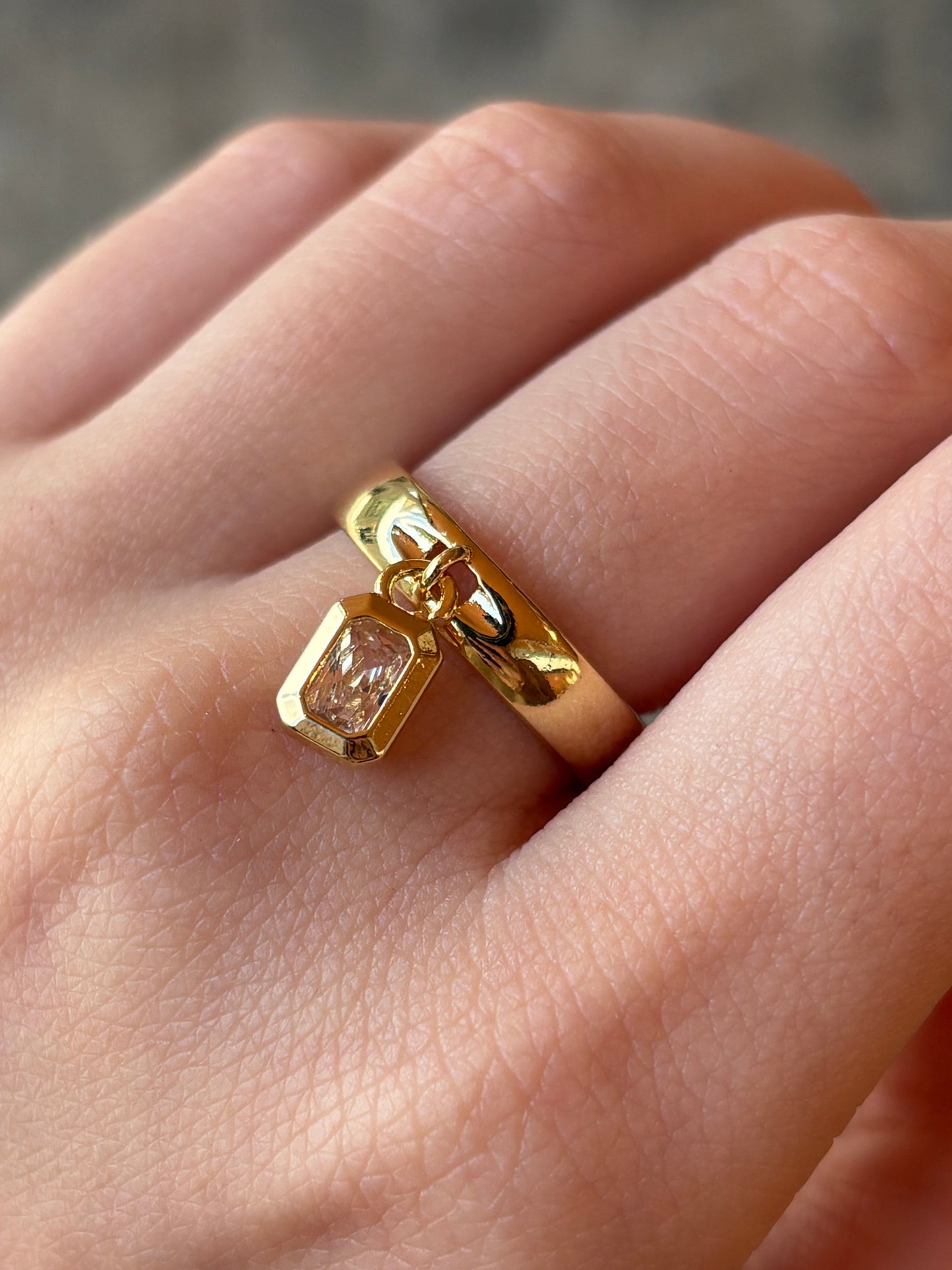 Anel Pingente Retangle Cristal