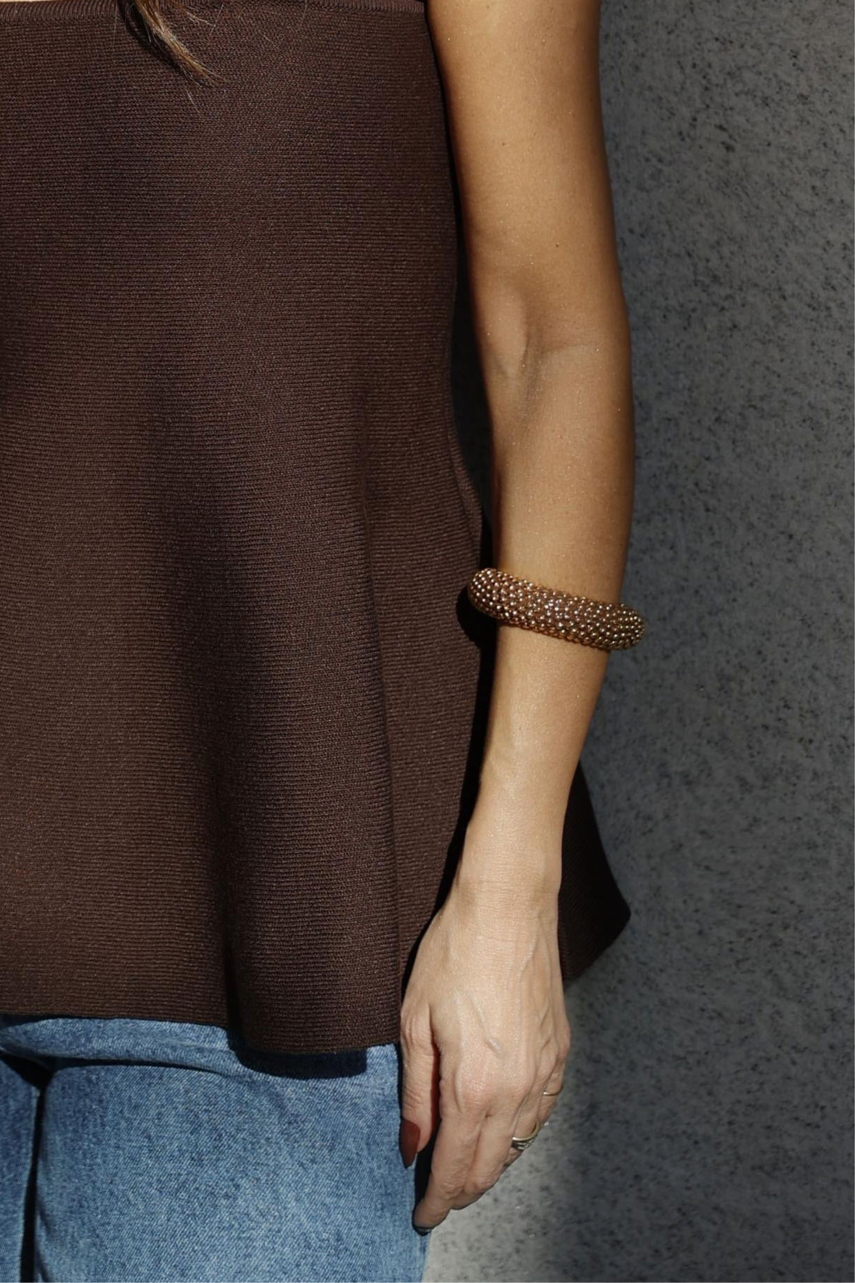 Bracelete Rígido Trama Marrom