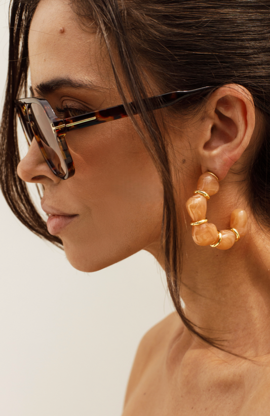 Brinco Argola Lá Isla Pérolas Pérolas Brown