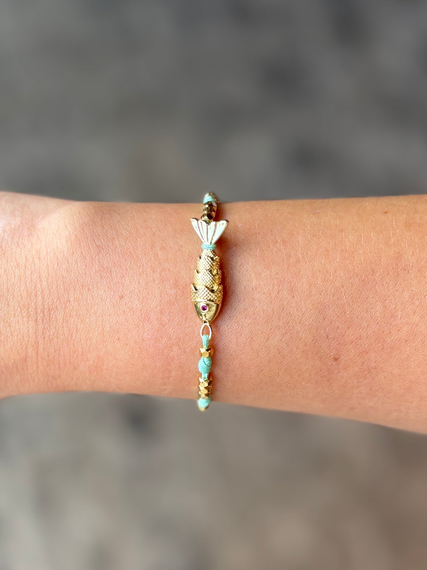 Pulseira La Isla Tecido Peixe Regulável Verde