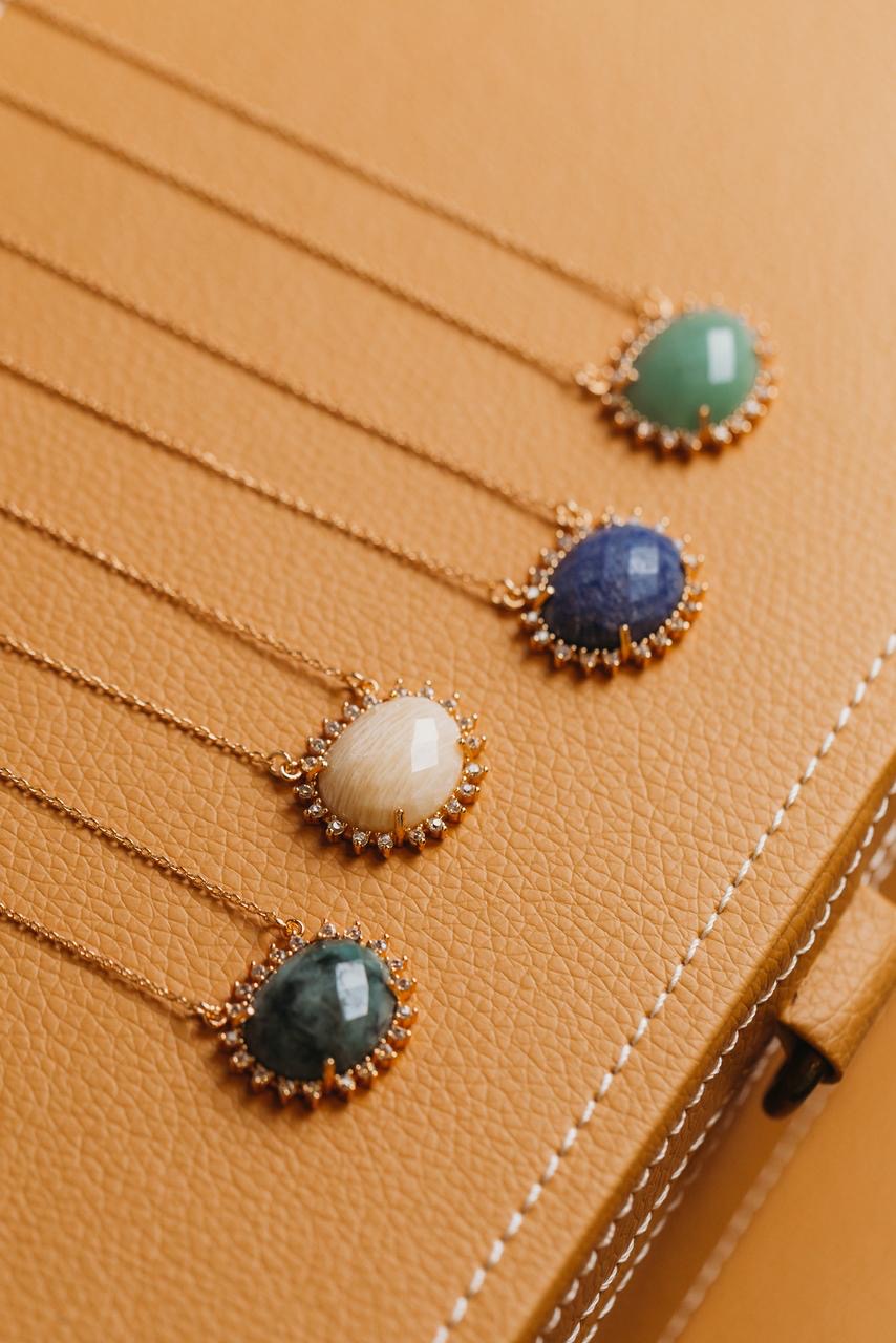 Colar Botton Sodalita Cravejada