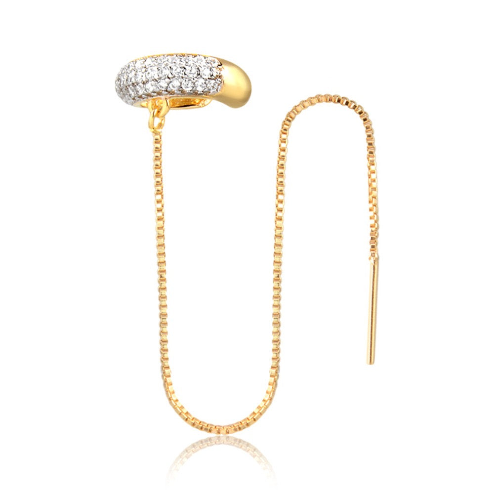 Brinco piercing fio argola cravejada
