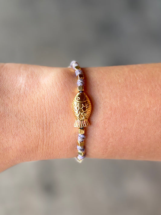 Pulseira Lá Isla Tecido Peixe Lilás