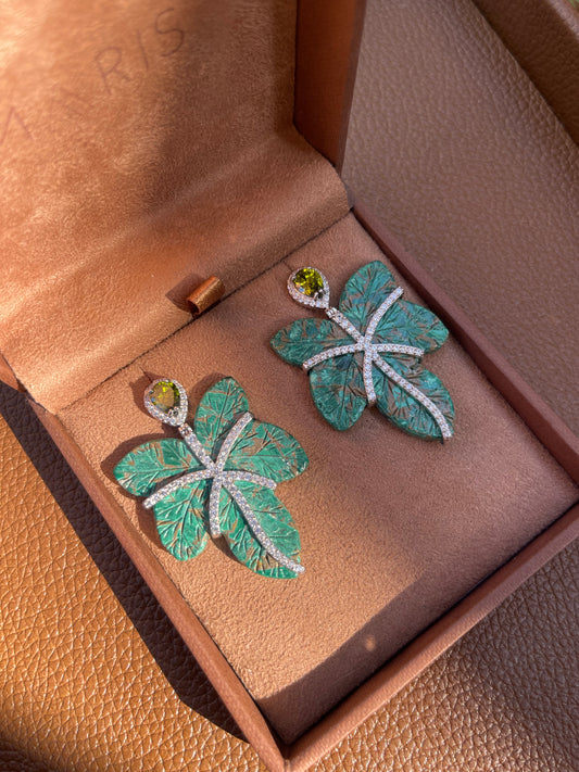 Brinco Folha Turquesa