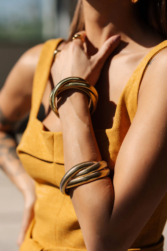 Pulseira tripla bold dourada