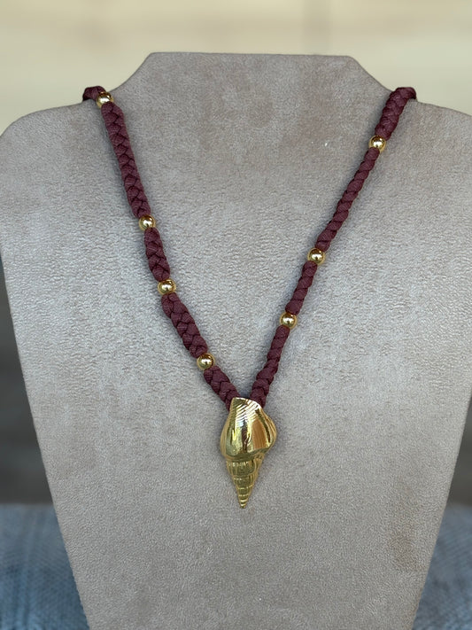 Colar Isla Tecido Shell Marrom