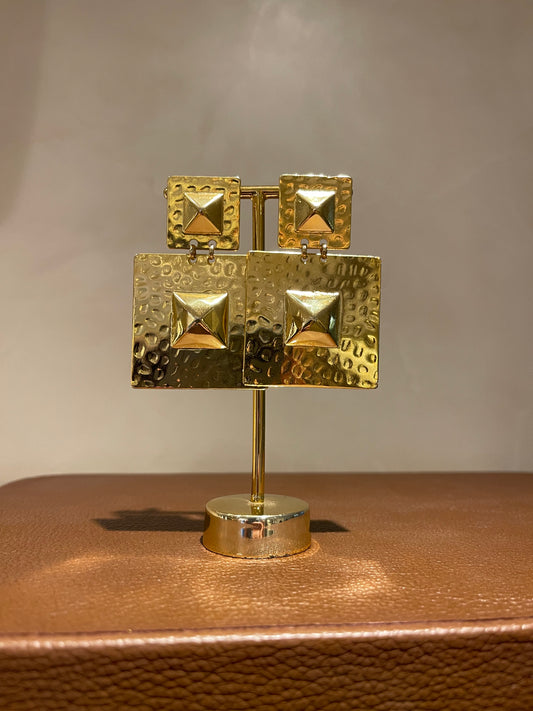 Brinco Double Square Dourado