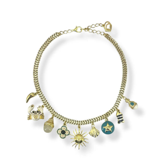 Colar Choker Summer Pingentes Turquesa