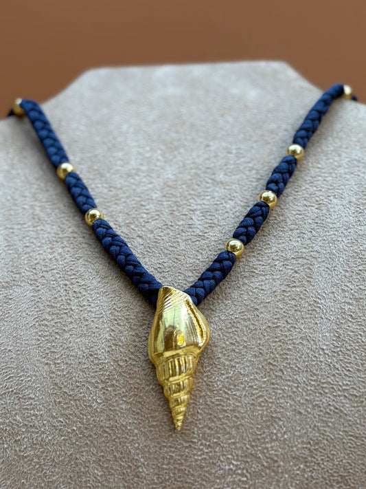 Colar Isla Tecido Shell Marinho