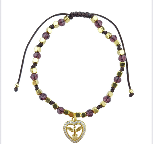 Pulseira Pedrinhas Marrom Divino Espirito Santo.