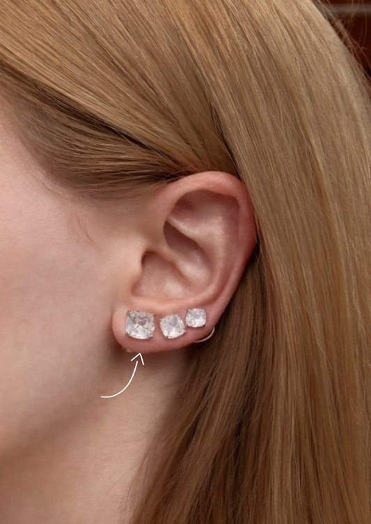 Brinco Ponto De Luz Prata quadrado G