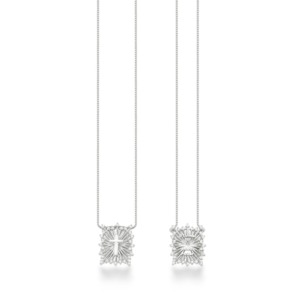 Escapulário Bíblico Quadrado Prata