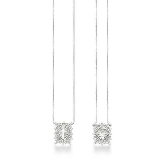 Escapulário Bíblico Quadrado Prata