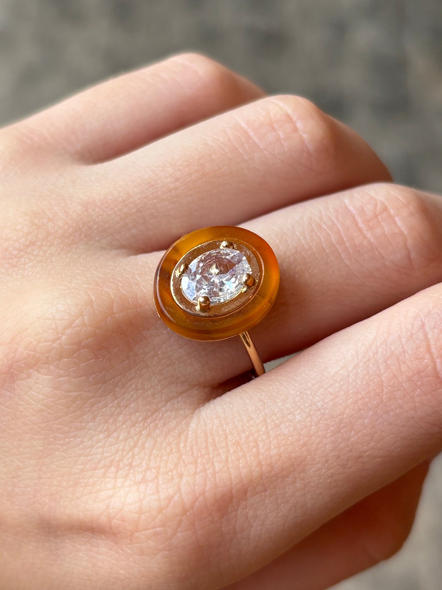 Anel Summer Cravejado Resina Marrom 21