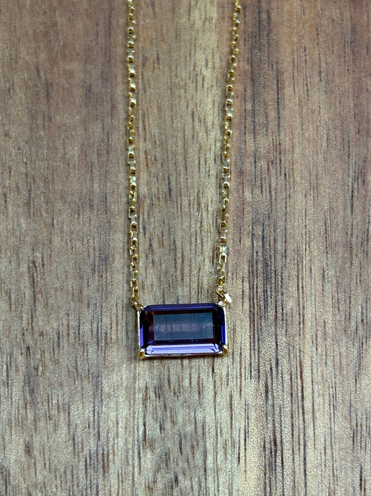 Colar Ret Ametista Dourado