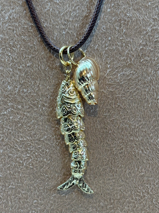 Colar Corda Marrom Peixe Maleável