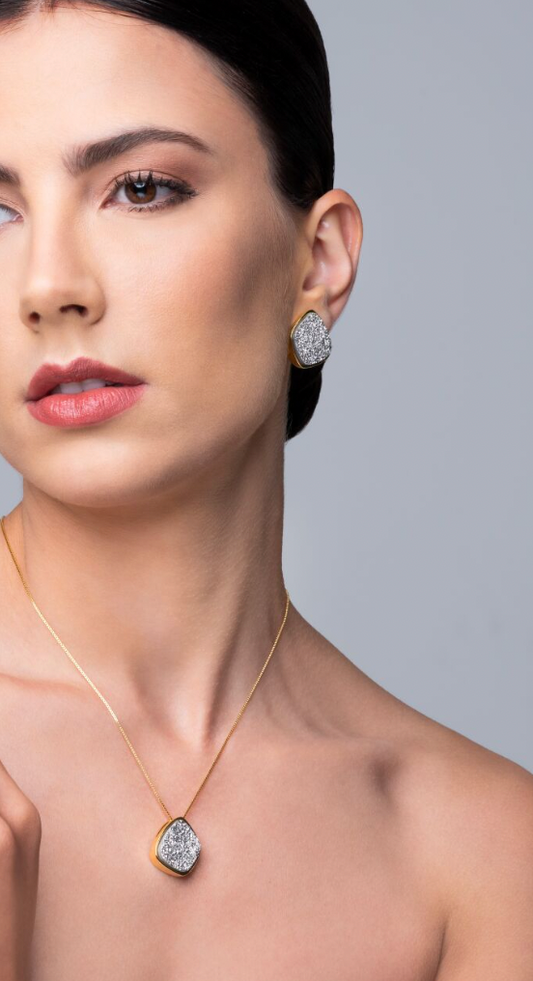 Colar organico drusa platina