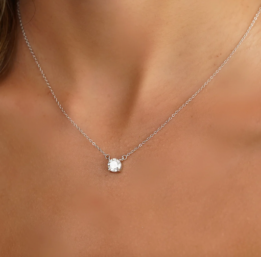 Colar solitário Moissanite 6,5mm