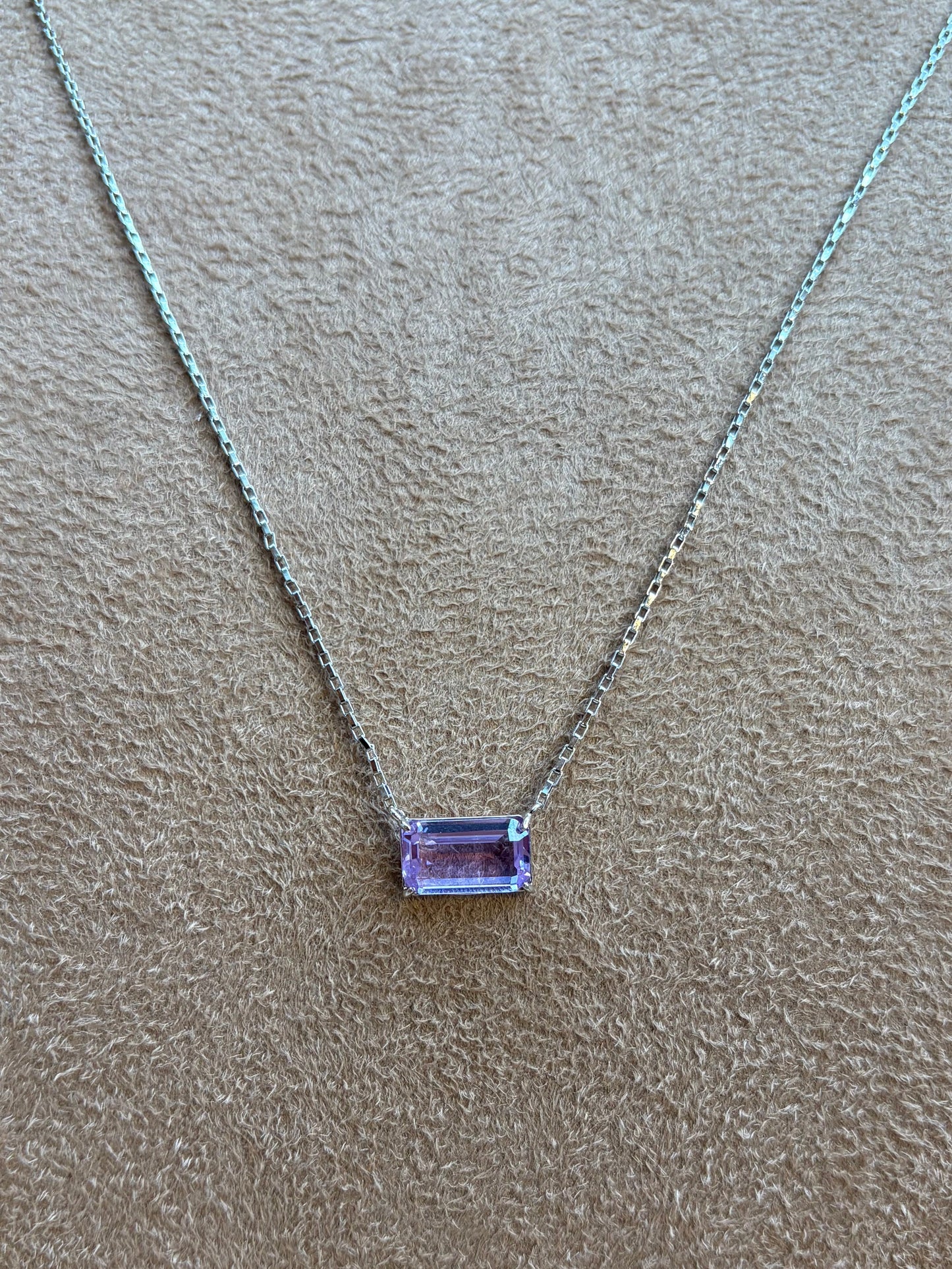 Colar Ret Ametista Prata