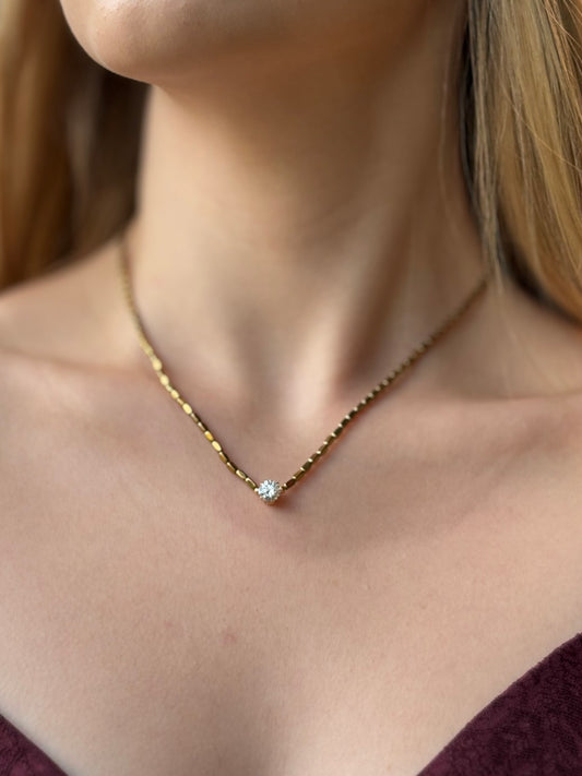 Colar Hematita Com a Moissanite 6,5mm