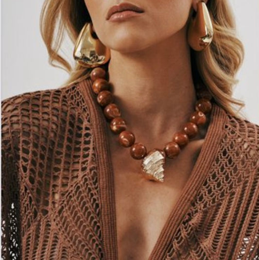 Colar La Isla Shell Resina Coral