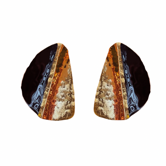 Brinco leque esmaltado preto G