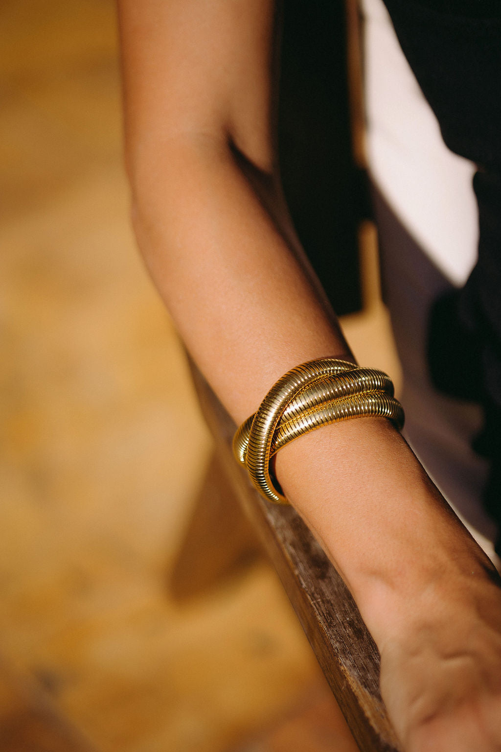 Pulseira tripla bold dourada