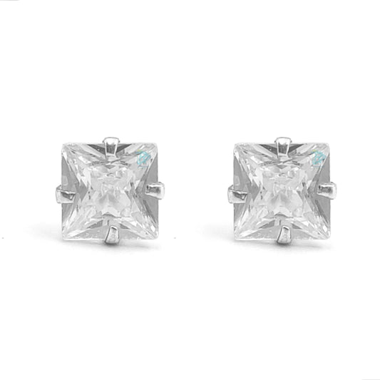 Brinco Ponto De Luz quadrado 8mm