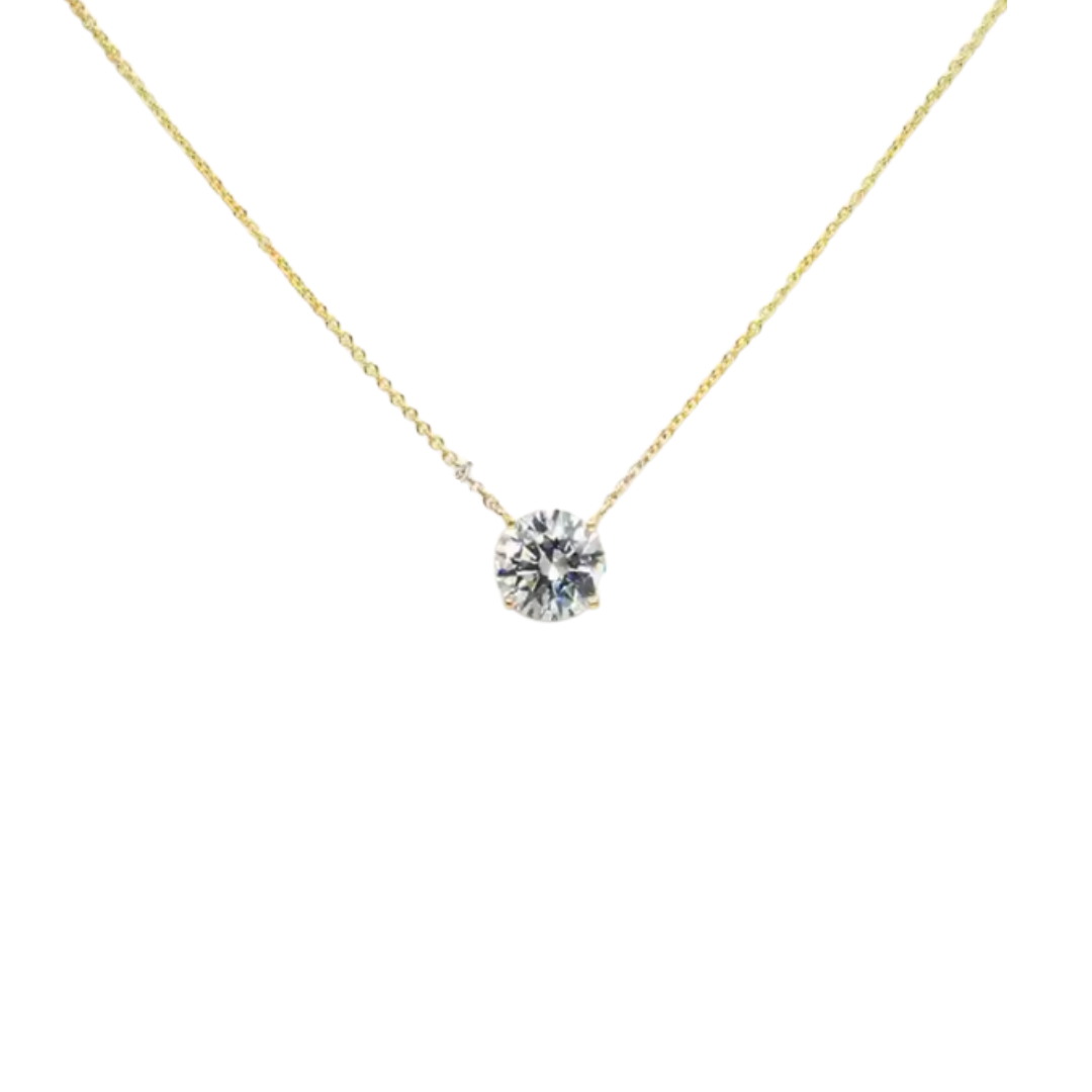 Colar solitário Moissanite 6,5mm dourado