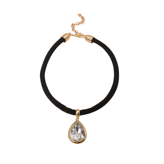 Colar Gota Camurça Preta