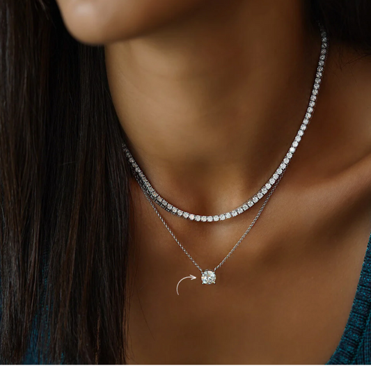 Colar solitário Moissanite 8mm