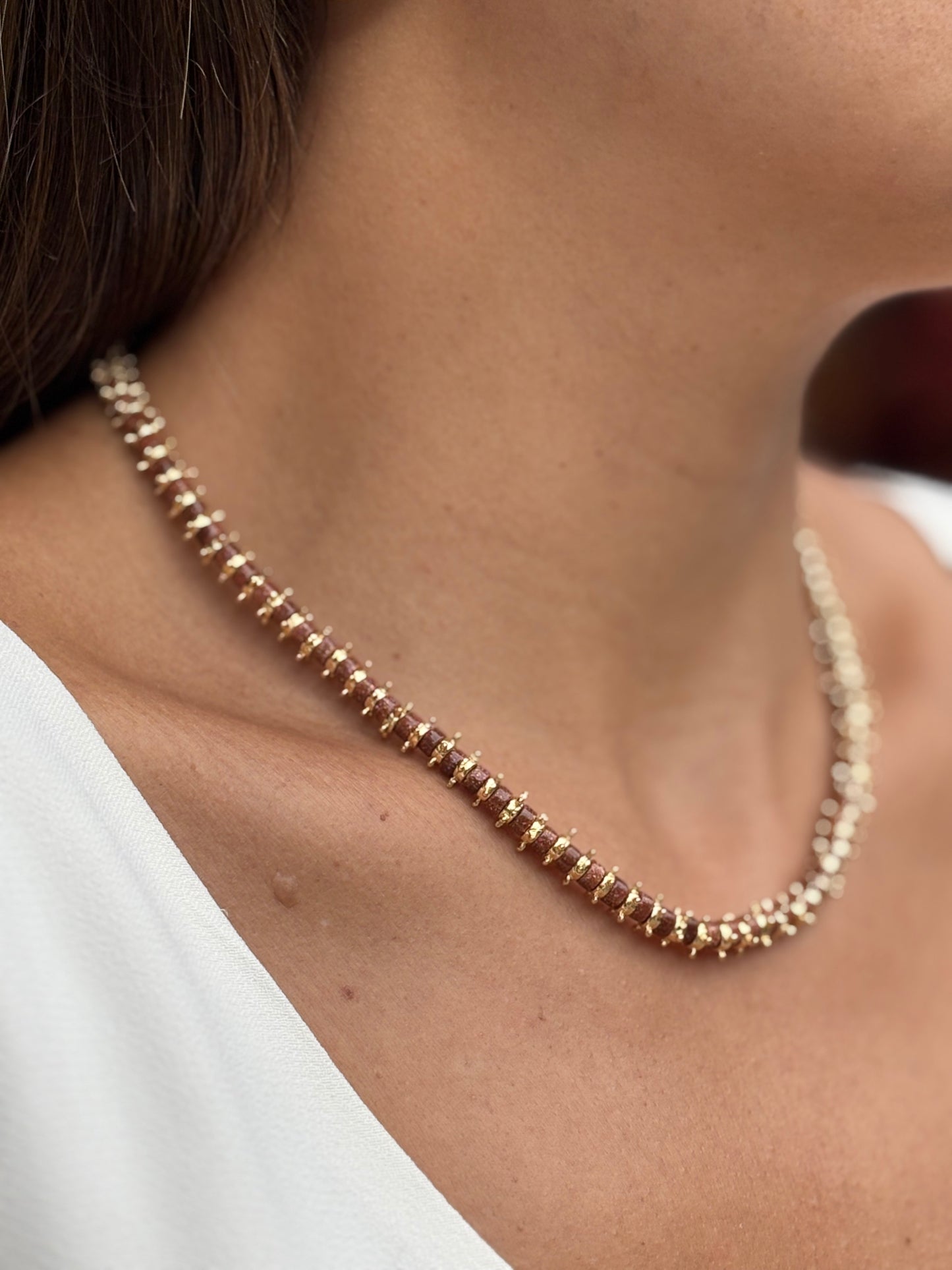 Colar Disc Colors Marrom