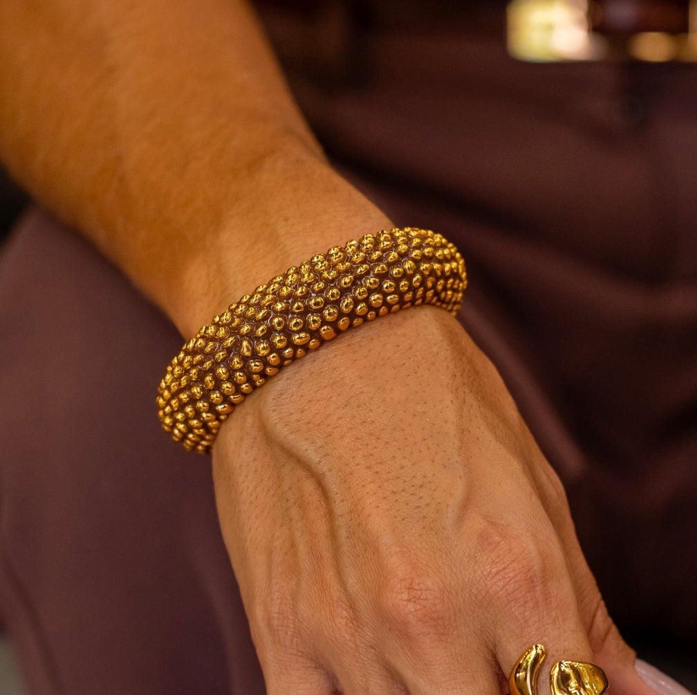 Bracelete Rígido Trama Marrom