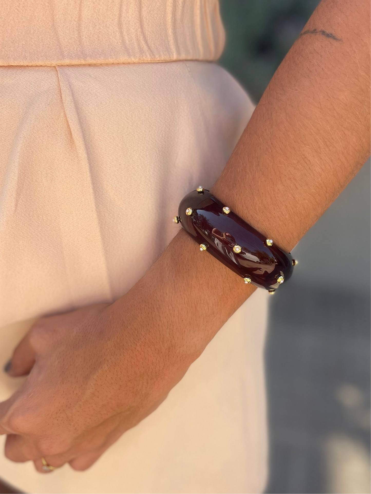 Bracelete Nômade Cravejado Marrom