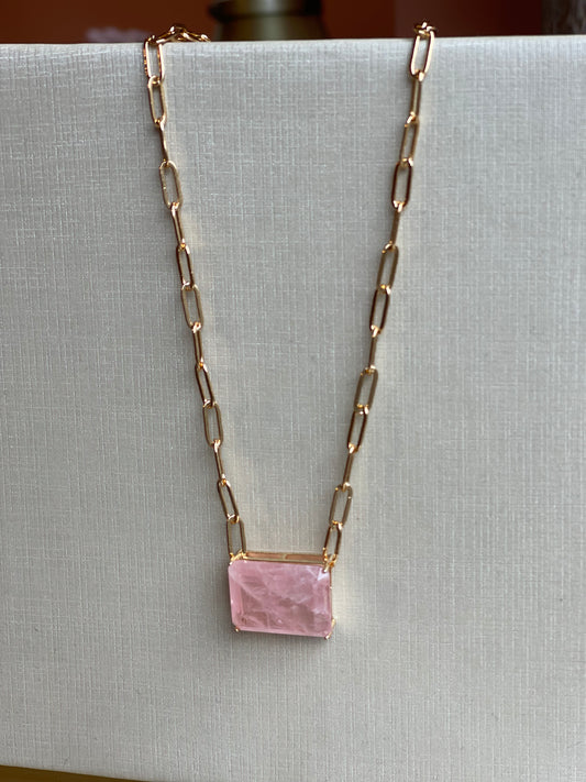Colar Cristal Quartzo Rosa