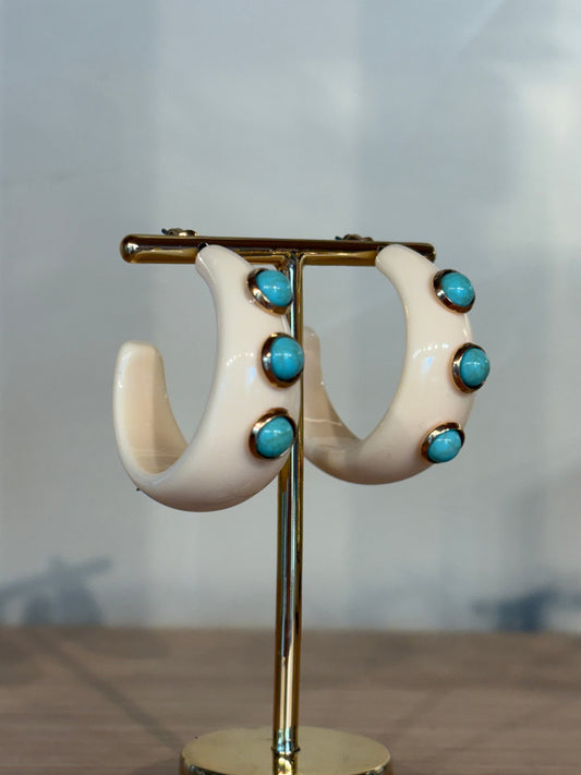 Brinco Argola La Isla Resina Off Detalhe Turquesa