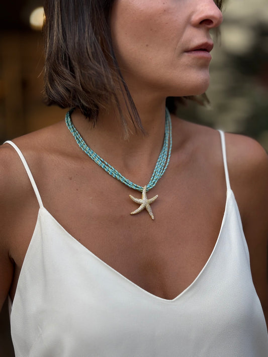 Colar Cordas Pingente Estrela Auror