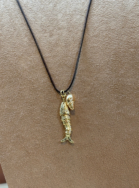 Colar Corda Marrom Peixe Maleável