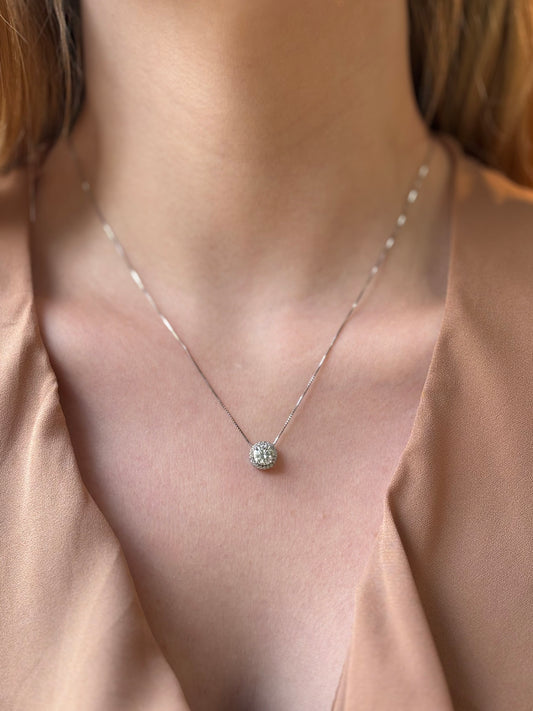 Colar Solitário Moissanite Cravejado