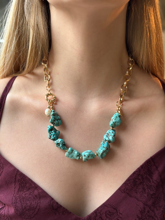 Colar Maré Howlita Azul