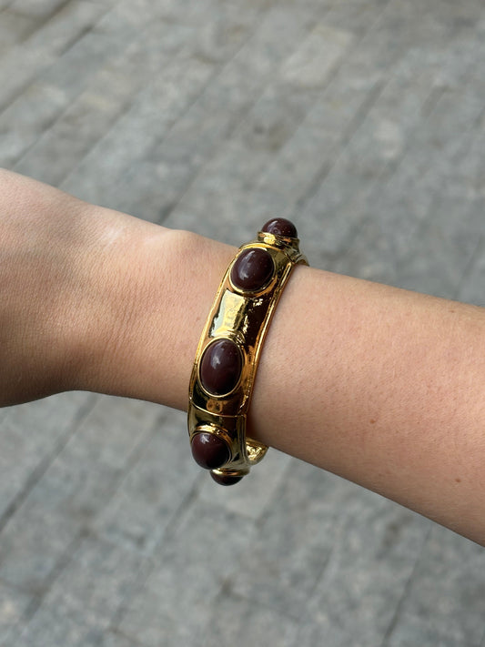Bracelete Serene Bolas Resina Marrom