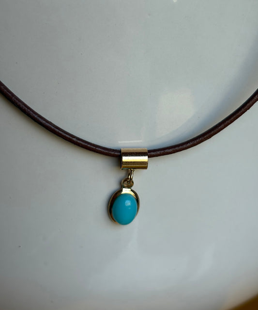 Choker Courinho Pingente Mini Turquesa