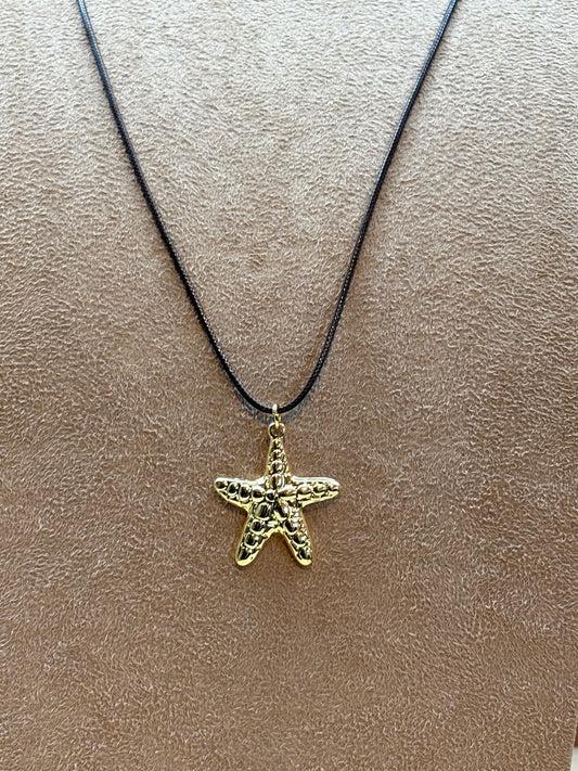 Colar Corda Marrom Estrela Do Mar