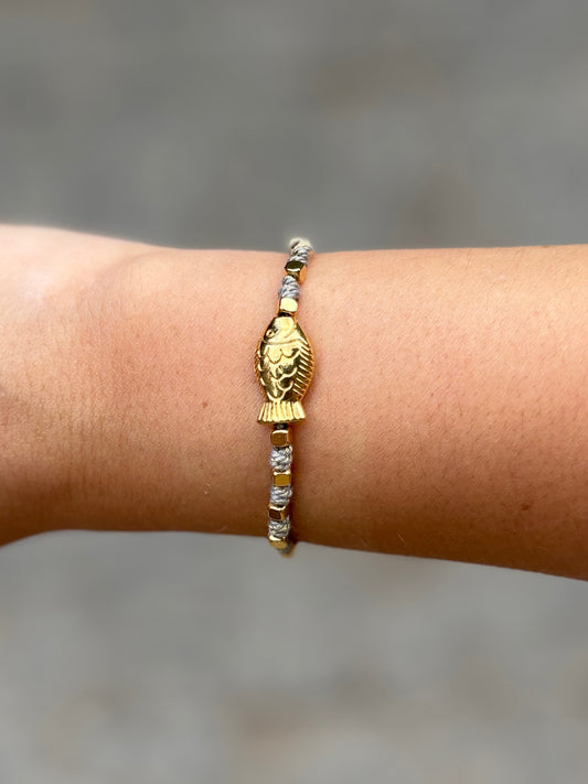 Pulseira Lá Isla Tecido Peixe Cinza  2