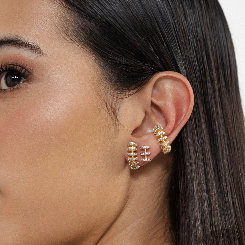Brinco piercing trilho cravejado